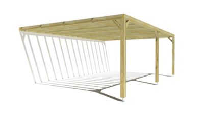 Pergola bois - 7m x 5m - adossée - sens profondeur - livraison comprise