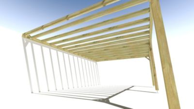 Pergola bois - 7m x 5m - adossée - sens profondeur - livraison comprise