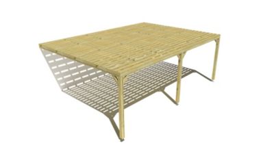 Pergola bois - 7m x 5m - adossée - sens profondeur - platelage bois - livraison comprise