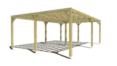 Pergola bois - 7m x 5m - indépendante - sens largeur - couverture étanche transparente incluse - livraison comprise