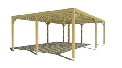 Pergola bois - 7m x 5m - indépendante - sens largeur - platelage bois - livraison comprise