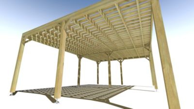 Pergola bois - 7m x 5m - indépendante - sens largeur - platelage bois - livraison comprise