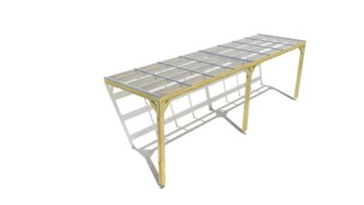 Pergola bois - 8m x 2m - adossée - sens largeur - couverture étanche transparente incluse - livraison comprise