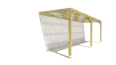 Pergola bois - 8m x 2m - adossée - sens largeur - voilage semi-transparent inclus - livraison comprise