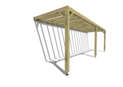 Pergola bois - 8m x 2m - adossée - sens profondeur - livraison comprise