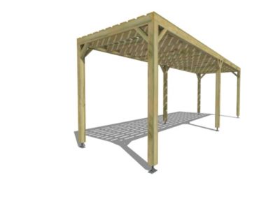 Pergola bois - 8m x 2m - indépendante - sens profondeur - platelage bois - livraison comprise