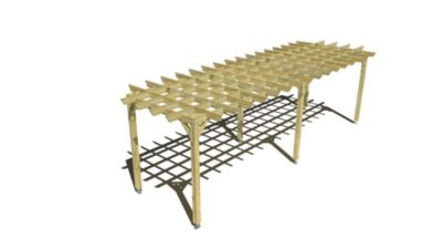 Pergola bois - 8m x 2m - indépendante - style retro - livraison comprise