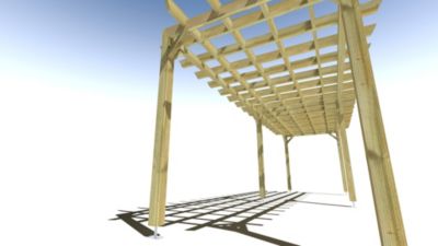 Pergola bois - 8m x 2m - indépendante - style retro - livraison comprise