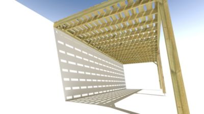 Pergola bois - 8m x 3m - adossée - sens profondeur - platelage bois - livraison comprise