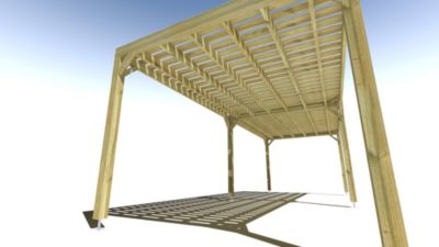 Pergola bois - 8m x 3m - indépendante - sens largeur - platelage bois - livraison comprise