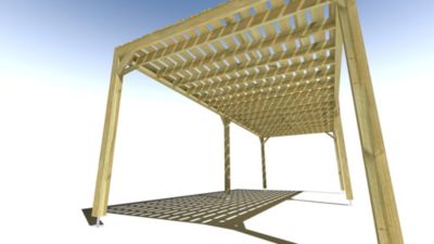 Pergola bois - 8m x 3m - indépendante - sens profondeur - platelage bois - livraison comprise