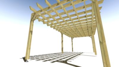 Pergola bois - 8m x 3m - indépendante - style retro - livraison comprise