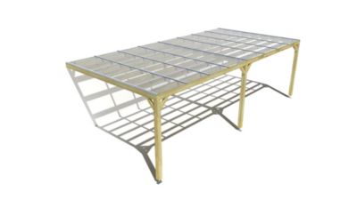 Pergola bois - 8m x 4m - adossée - sens largeur - couverture étanche transparente incluse - livraison comprise