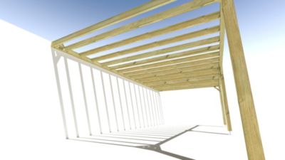 Pergola bois - 8m x 4m - adossée - sens profondeur - livraison comprise