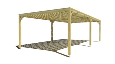 Pergola bois - 8m x 4m - indépendante - sens largeur - platelage bois - livraison comprise