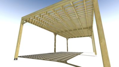 Pergola bois - 8m x 4m - indépendante - sens largeur - platelage bois - livraison comprise