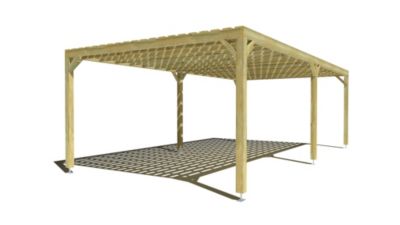 Pergola bois - 8m x 4m - indépendante - sens profondeur - platelage bois - livraison comprise