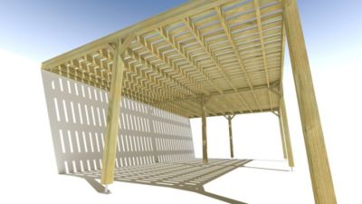 Pergola bois - 8m x 5m - adossée - sens largeur - platelage bois - livraison comprise