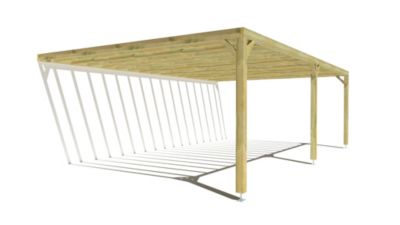 Pergola bois - 8m x 5m - adossée - sens profondeur - livraison comprise