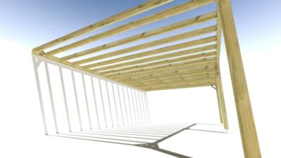 Pergola bois - 8m x 5m - adossée - sens profondeur - livraison comprise