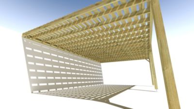 Pergola bois - 8m x 5m - adossée - sens profondeur - platelage bois - livraison comprise