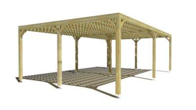 Pergola bois - 8m x 5m - indépendante - sens largeur - platelage bois - livraison comprise