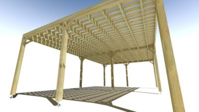 Pergola bois - 8m x 5m - indépendante - sens largeur - platelage bois - livraison comprise