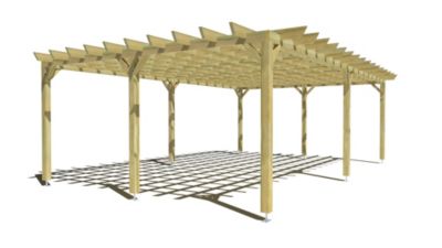 Pergola bois - 8m x 5m - indépendante - style retro - livraison comprise