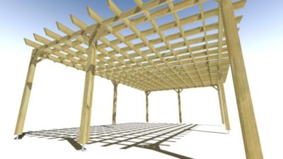 Pergola bois - 8m x 5m - indépendante - style retro - livraison comprise