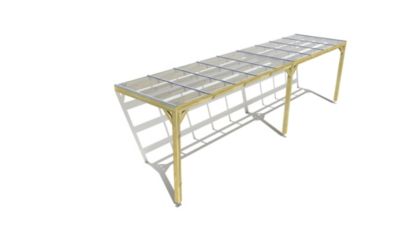 Pergola bois - 9m x 2m - adossée - sens largeur - couverture étanche transparente incluse - livraison comprise