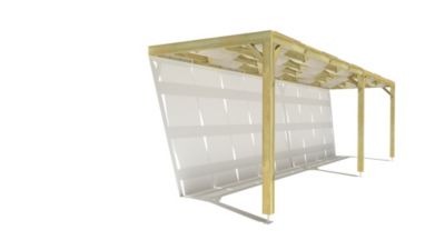 Pergola bois - 9m x 2m - adossée - sens largeur - voilage semi-transparent inclus - livraison comprise