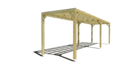 Pergola bois - 9m x 2m - indépendante - sens largeur - couverture étanche transparente incluse - livraison comprise