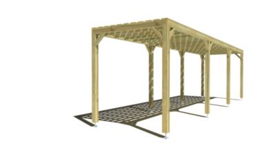 Pergola bois - 9m x 2m - indépendante - sens profondeur - platelage bois - livraison comprise