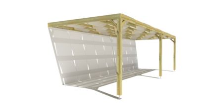 Pergola bois - 9m x 3m - adossée - sens largeur - voilage semi-transparent inclus - livraison comprise