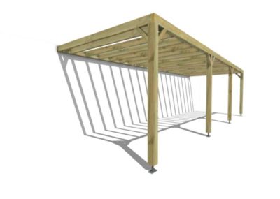 Pergola bois - 9m x 3m - adossée - sens profondeur - livraison comprise