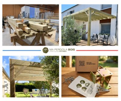 Pergola bois - 9m x 3m - adossée - sens profondeur - livraison comprise