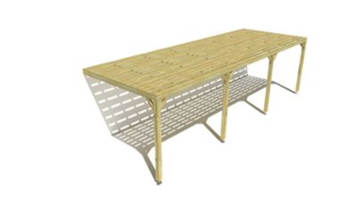 Pergola bois - 9m x 3m - adossée - sens profondeur - platelage bois - livraison comprise