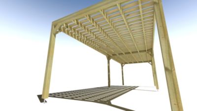 Pergola bois - 9m x 3m - indépendante - sens largeur - platelage bois - livraison comprise