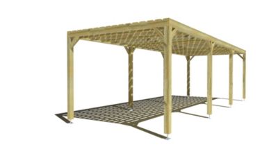 Pergola bois - 9m x 3m - indépendante - sens profondeur - platelage bois - livraison comprise