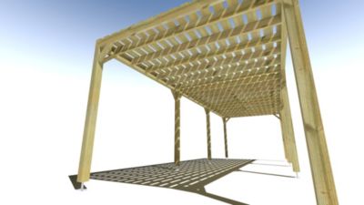 Pergola bois - 9m x 3m - indépendante - sens profondeur - platelage bois - livraison comprise