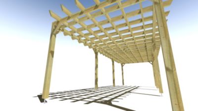 Pergola bois - 9m x 3m - indépendante - style retro - livraison comprise