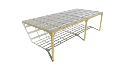 Pergola bois - 9m x 4m - adossée - sens largeur - couverture étanche transparente incluse - livraison comprise