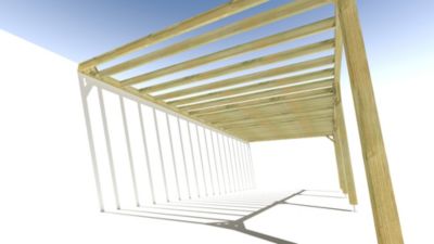 Pergola bois - 9m x 4m - adossée - sens profondeur - livraison comprise