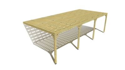 Pergola bois - 9m x 4m - adossée - sens profondeur - platelage bois - livraison comprise