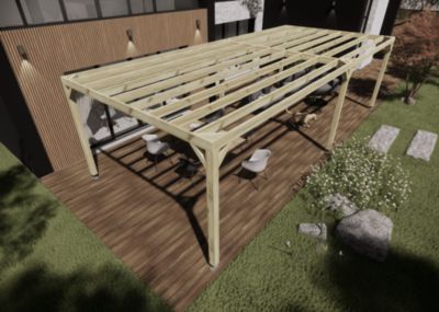 Pergola bois - 9m x 4m - indépendante - sens largeur - livraison comprise