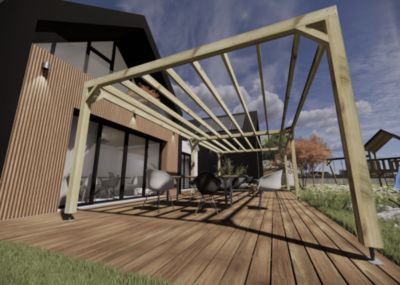 Pergola bois - 9m x 4m - indépendante - sens largeur - livraison comprise