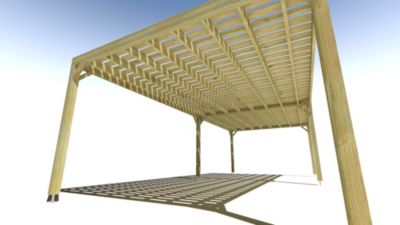 Pergola bois - 9m x 4m - indépendante - sens largeur - platelage bois - livraison comprise