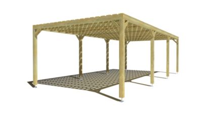 Pergola bois - 9m x 4m - indépendante - sens profondeur - platelage bois - livraison comprise