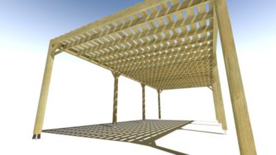 Pergola bois - 9m x 4m - indépendante - sens profondeur - platelage bois - livraison comprise