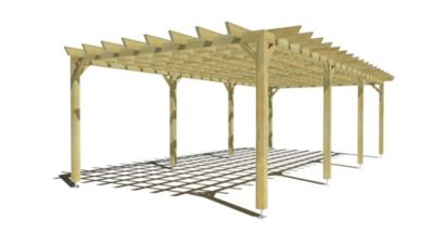 Pergola bois - 9m x 4m - indépendante - style retro - livraison comprise